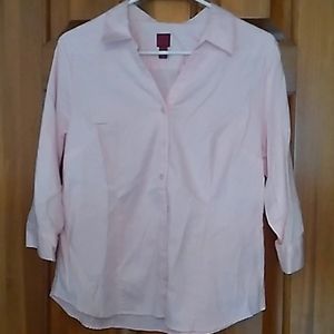 Baby pink button up 3/4 sleeves petite large